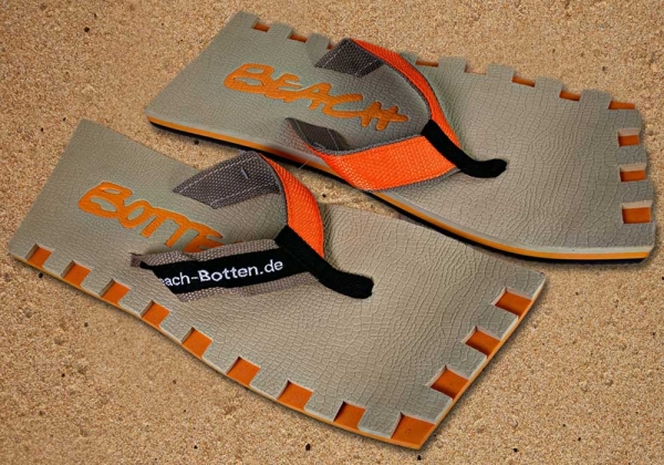 Badelatschen, Zehentrenner, BeachBotten, Modell Color Center, beige, orange