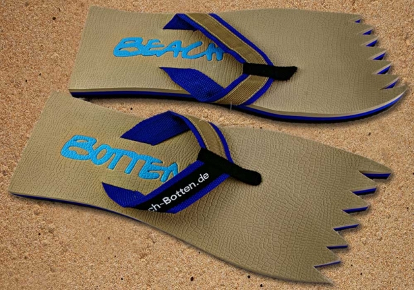 Badetrenner, Zehenlatschen, BeachBotten im Sand stehend, Modell Color Punk, beige