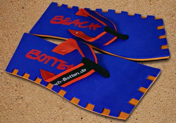 Badelatschen, Zehentrenner, BeachBotten, Modell Color Center, blau, orange