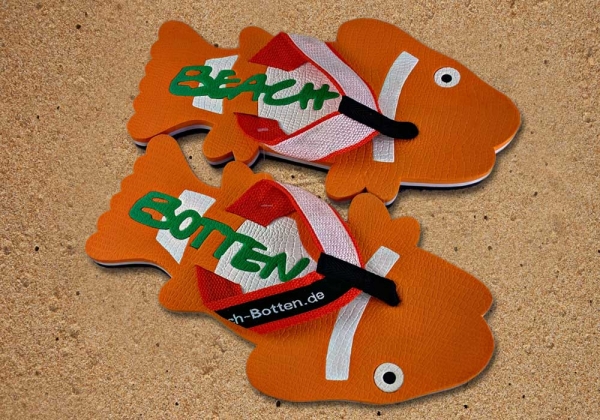 Badelatschen, Zehentrenner, Zehentanga, BeachBotten im Sand, Fische, Modell Orange Clownfish