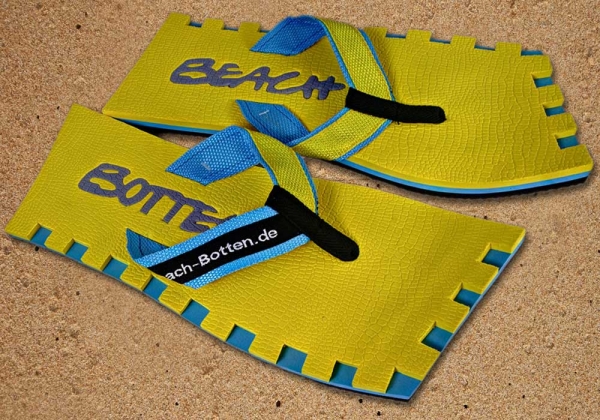 Badelatschen, Zehentrenner, BeachBotten, Modell Color Center, gelb, hellblau