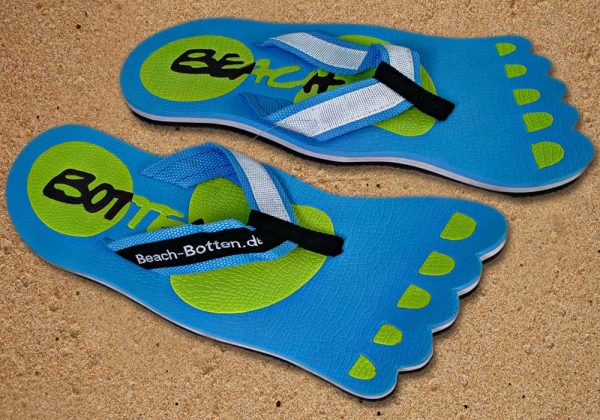 Zehentrenner, Badelatschen, hellblau, hellgrün, Modell Foot Party Big, BeachBotten