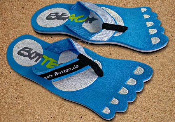 Zehentrenner, Badelatschen, hellblau, weiß, Modell Foot Party Big, BeachBotten