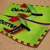 Badelatschen, Zehentrenner, BeachBotten, Modell Color Center, hellgrün, rot