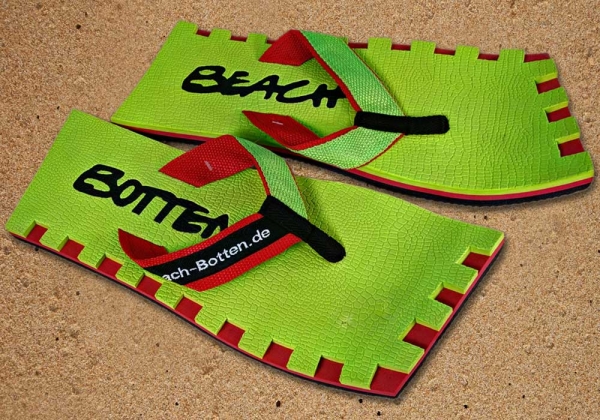 Badelatschen, Zehentrenner, BeachBotten, Modell Color Center, hellgrün, rot