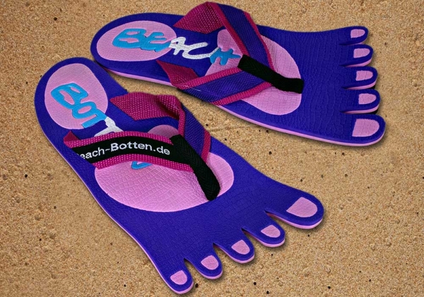 Badelatschen, Zehentrenner, lila, pink, Modell Foot Party Small, BeachBotten