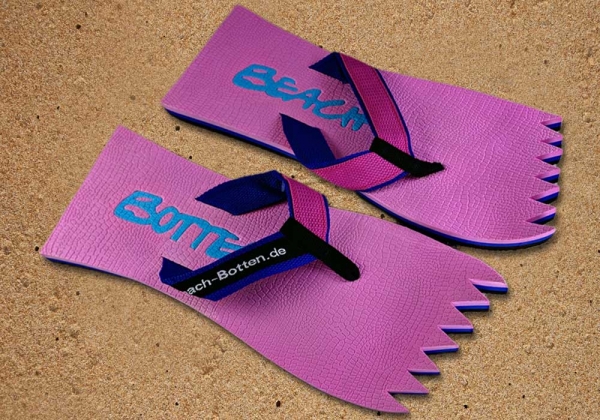 Badetrenner, Zehenlatschen, BeachBotten im Sand stehend, Modell Color Punk, pink