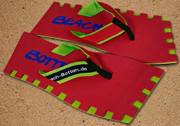 Badelatschen, Zehentrenner, BeachBotten, Modell Color Center, rot, hellgrün