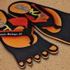 Badelatschen, Zehentrenner, schwarz, orange, Modell Foot Party Small, BeachBotten