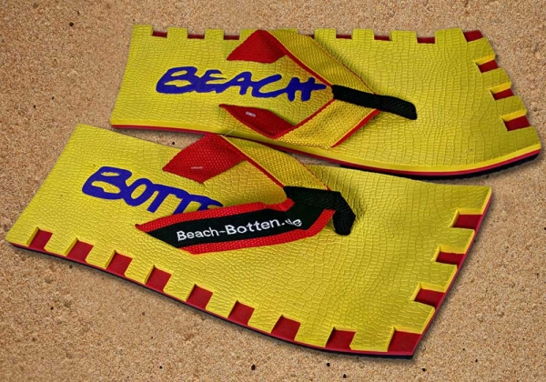 Badelatschen, Zehentrenner, BeachBotten, Modell Color Center, gelb, rot