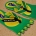 Badelatschen, Zehentrenner, grün, gelb, Modell Foot Party Small, BeachBotten