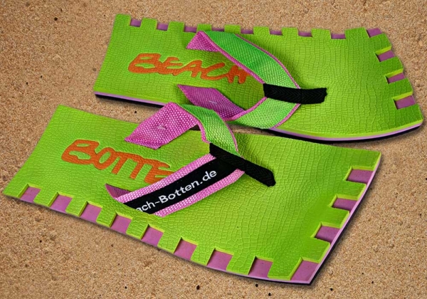 Badelatschen, Zehentrenner, BeachBotten, Modell Color Center, hellgrün, pink