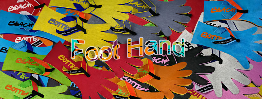 buntes, farbenfrohes Bild von Zehentrennern, Badelatschen, Sortiment vom Modell Foot Hand