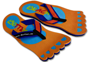 Zehentrenner, Badelatschen, orange, hellblau, Modell Foot Party Big, BeachBotten